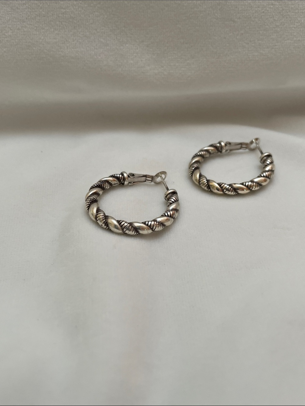 Brighton Silver-Tone Twisted Hoop Earrings